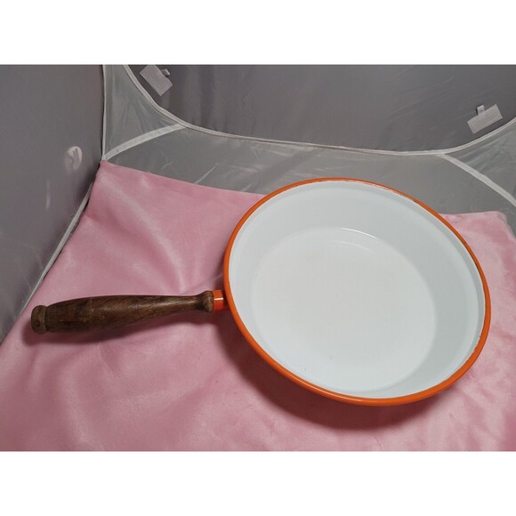 Vintage 1960s Midcentury Modern Red Orange Enamel Chafing Dish - Picture 4 of 7